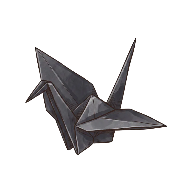 Folded paper crane specimen